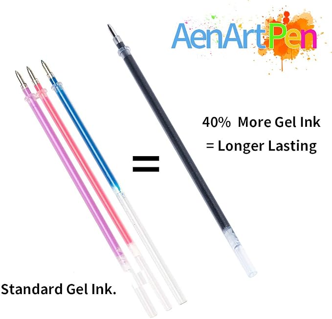 Aen Art Glitter Gel Pens, 24 Colored Fine Tip Markers with 40% More Ink