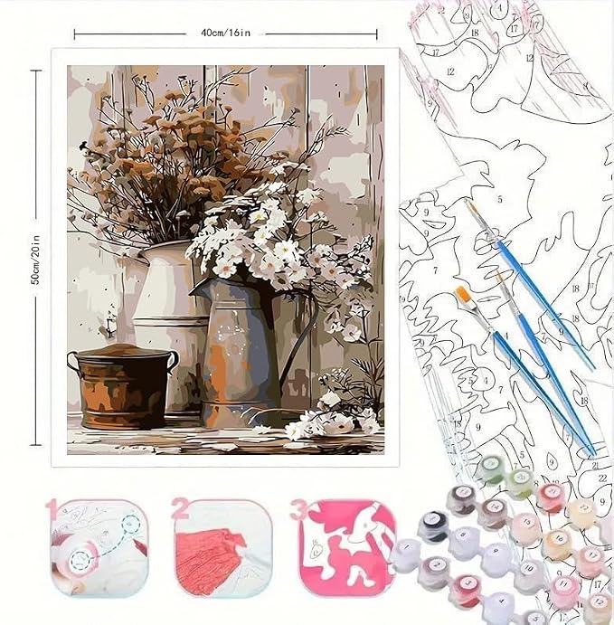 BYGFHLYW Easy Paint by Numbers Kit on Canvas for Adults Beginner | DIY Painting with Numbers for Adults, Acrylic Simple Oil Paints by Number Kits for Home Wall Decor 16x20 In