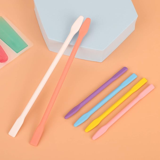 Gartful 6pcs Silicone Resin Stir Sticks, Reusable Silicone Stirring Rods, Epoxy Stir Sticks Craft Tools for Mixing Resin, Paint, Liquid, Making Glitter Tumblers, Orange White & Yellow Pink Blue Purple