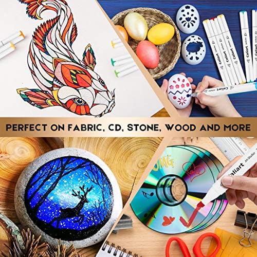 Caliart 51 Colors Brush Tip Alcohol Markers Brush & Fine Coloring Markers | Permanent Markers for Adult Coloring Books No Bleeding, Beginners Artists Sketch Pens Illustration Drawing Art Supplies Gifts