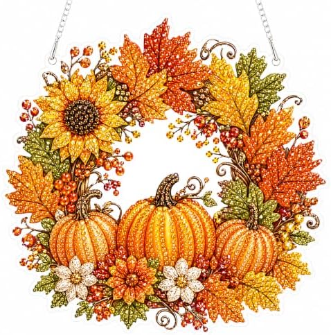 Halloween Diamond Art Hanging Kits for Adults Beginners, DIY Acrylic 5D Special Shaped Crystal Diamond Gem Art Painting for Window Pendants Home Garden Wall Hanging Kits Hanging Ornament (Style A)