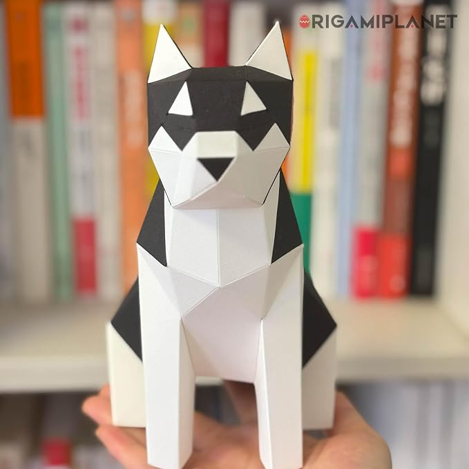 Husky 3D Origami Paper Craft Kit, Easy DIY Pre-Cut Dog Paper Sculpture Model for Adults, Cute Animal Handmade Home Decor Papercraft Gift Set for Beginners