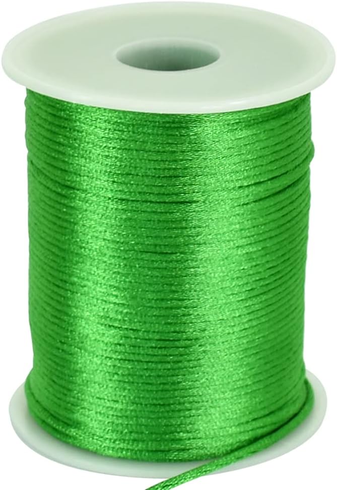 TONIFUL Nylon String Satin Cord for Necklace Bracelet Beading 2mm Green | 110yd Non elastic durable non fading, for Jewelry Making Thread Rattail Macrame Trim Kumihimo Chinese Knot Craft Tags Hanging