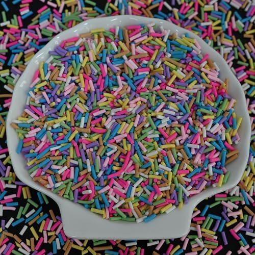 LIKETURE Fake Sprinkles 110G Non-edible Polymer Clay Sprinkles Fake Candy Sprinkles Slime Sprinkles Faux Sprinkles for Resin Slime Add Ins Plastic Sprinkle Nail Art Shaker Card Filler (Blue)