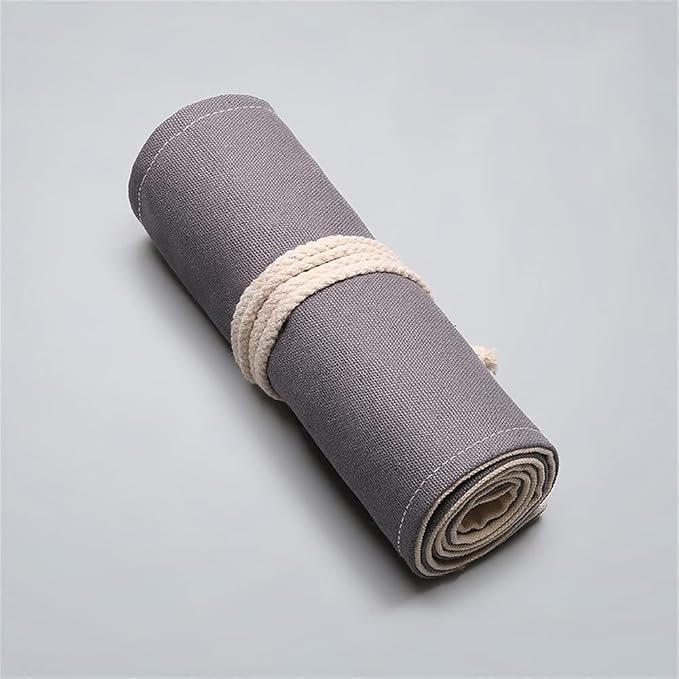DIYOMR 24/36/72 Slots Pencil Wrap Pencil Rolls, Artist Colored Pencils Roll Up Bag Short Brushes Pouch Case Pencils Organizer for Drawing Coloring and Sketching,No Pencils (Grey, 72slots)