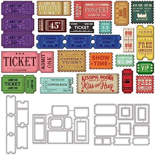 GLOBLELAND Postage Stamp Background Cutting Dies for Card Making Tickets Border Cut Die for DIY Scrapbooking Journal Embossing Paper Craft Decor