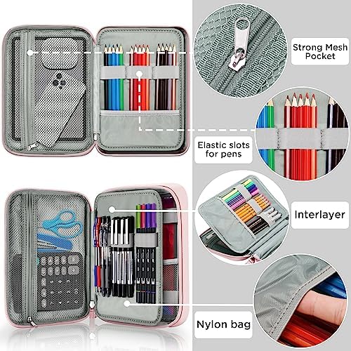 Zannaki Big Capacity Storage Pouch Marker Pen Pencil Case Simple Stationery Bag Box Art Tool & Sketch Storage Boxes for Bullet Journal Middle High School Office College Student Girl Women Adult Teen