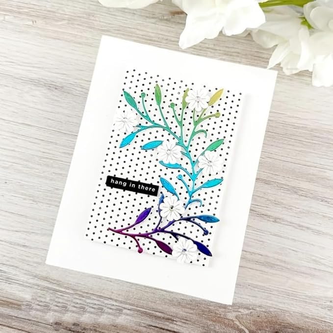 Scrapbooking Die-Cuts, Happy Birthday Ballon Metal Cutting Dies for Card Making, Paper Craft Punch Template, Background Embossing Stencils, DIY Album Décor(Branches Blossoms-11.1x7.5cm)