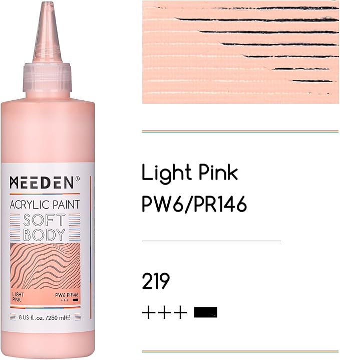 MEEDEN Soft Body Acrylic Paint: Light Pink Matte Finish 250ml/8.45oz