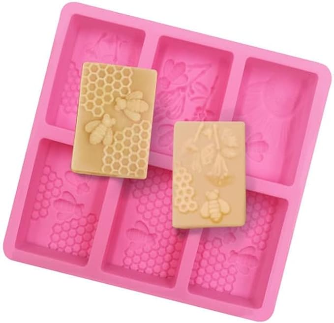 4Pcs Rectangle Bee Silicone Soap Molds for Homemade | Honeycomb Molds,Craft Making,for Chocolate Jelly Candy
