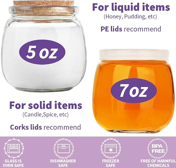 Syntic 40 Pack 7oz Small Glass Jars with Cork Lids,Mason Jars | PE Lids,Twine & Labels for Candle Making,Yogurt,Wedding Favors,Spice Storage,Dessert Cups,Party Decorations & DIY Crafts