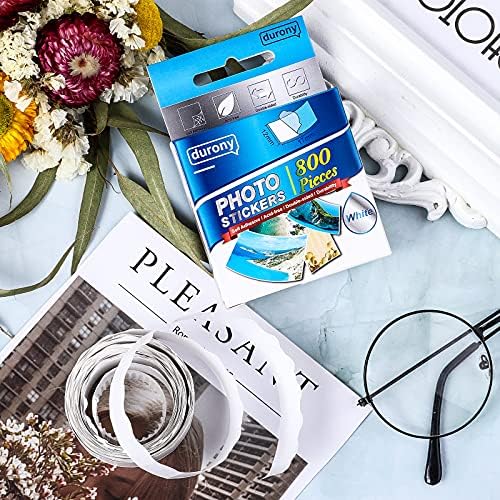 durony 800 Pieces Photo Sticker White Double-Sided Self Adhesive Photo Tapes for Pictures DIY Photo Album Journal