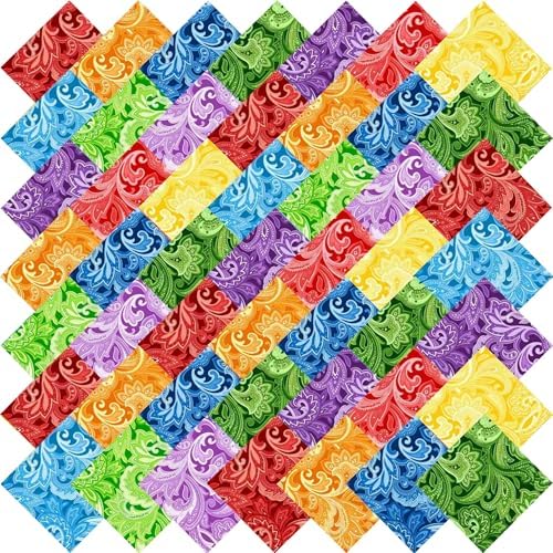8"x8" 50pcs Cotton Fabric Squares for Sewing Quilting Supplies- Paisley