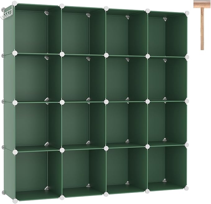 C&AHOME 16 Cube Storage Organizer Cube Shelf Units Storage Cubes, Green