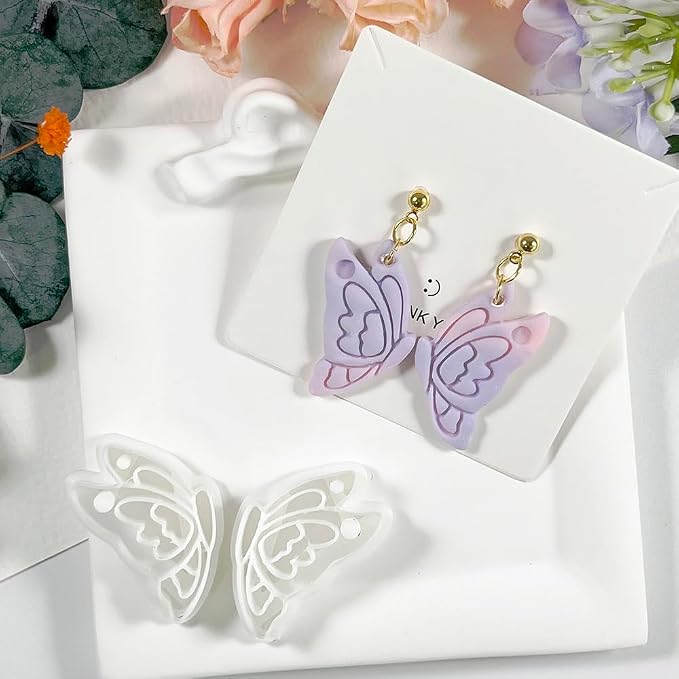 Xaekicr Butterfly Wings Polymer Clay Cutters – Clay Cutters for Earrings Making, Polymer Clay Molds for Jewelry DIY, Clay Tools for Handmade Crafts