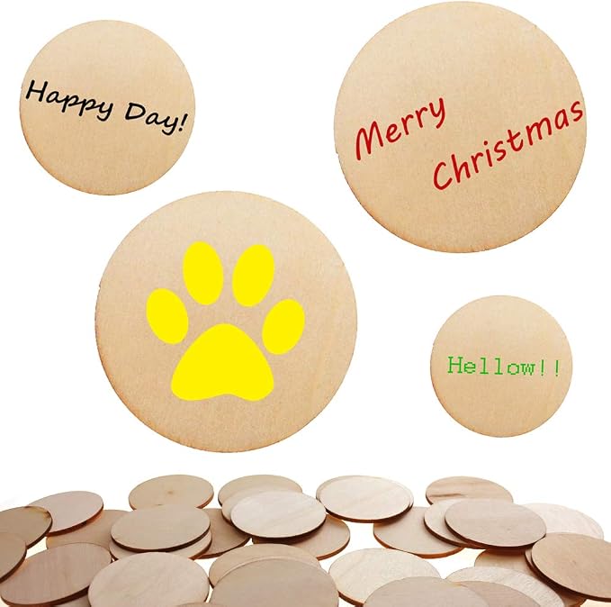 100 Pieces 2 Inch Unfinished Wood Circles