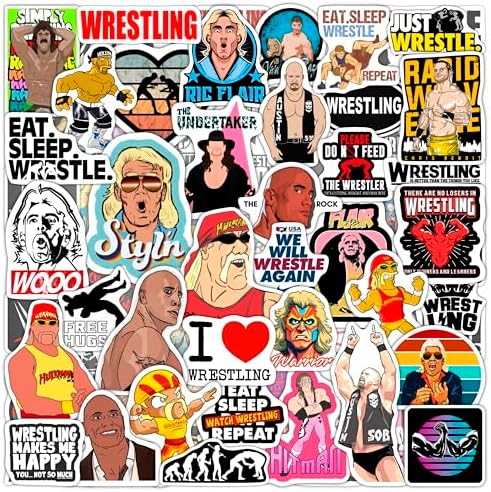 Wrestling Stickers and Decals for Water Bottles, Wrestling Birthday Party Decorations, Gifts for Wrestlers, Gifts for Women & Men