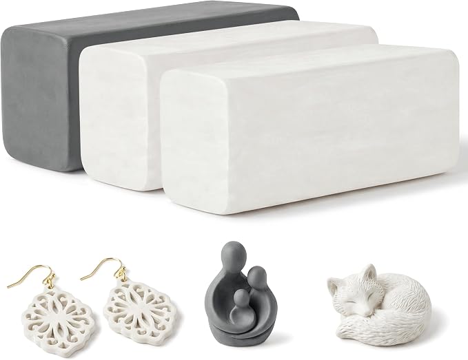Polymer Clay 3.3Lbs Oven Bake Modeling Clay White & Gray DIY Kit