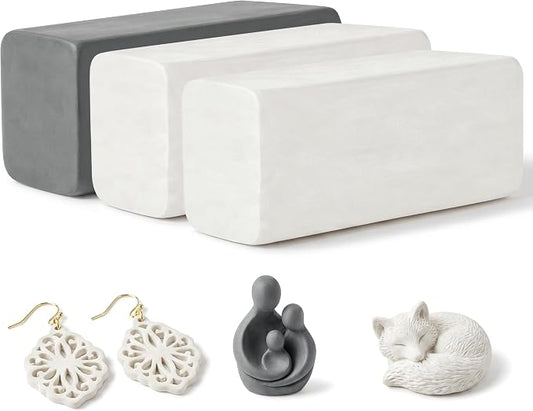 Polymer Clay 3.3Lbs Oven Bake Modeling Clay White & Gray DIY Kit