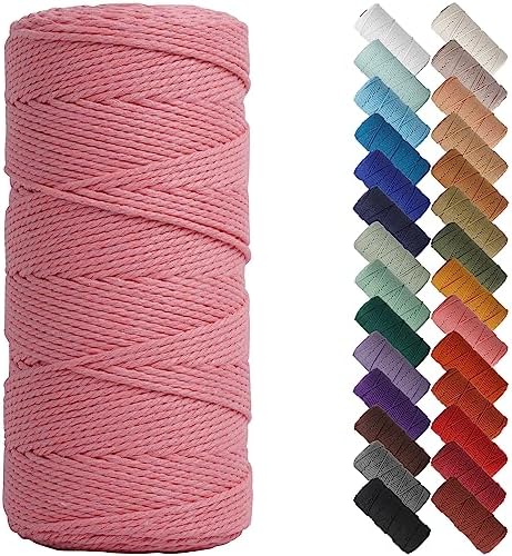 NOANTA Dark Pink Macrame Cord 2mm x 220yards, Cotton Rope Macrame Yarn