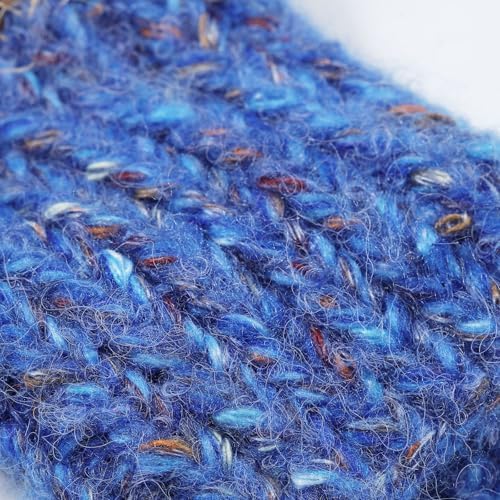Artisanal Yarn Collection Multifiber Fancy Yarn for Knitting Crocheting Crafts DIY, Set of 3 Rolls(100 Cobalt Blue Velvet Waves)