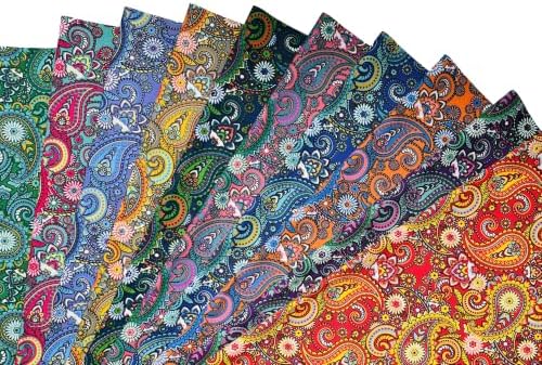 4" 200pcs Cotton Fabric Squares for Sewing Quilting Supplies- Retro Paisley