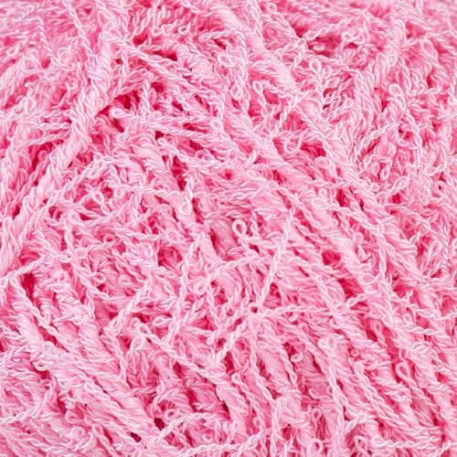 Makromecity Bubble Scrubby Yarn - 100% Premium Polyester Yarn for Crocheting and Knitting - 3.5 Oz (100g), 98 Yds (90m) - Ideal for Dishcloths, Crafting & Bath Washcloths (Sugar Pink, 3 Skeins)