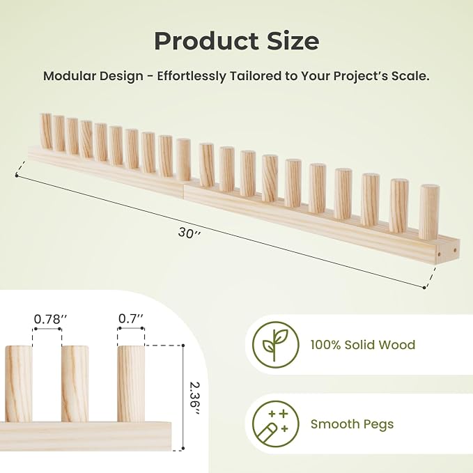 GIFMFTHK Lightweight Solid Wood Chunky Knitting Loom Kit -30" Modular Frame