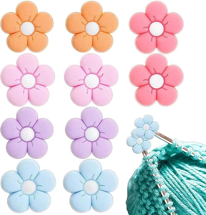 10 Pack Cute Flower Needle Point Protectors Silicone Needle Point Protectors Knitting Accessories and Supplies Knitting Needle Stoppers Knitting Needles Point Protectors Knitting Tools