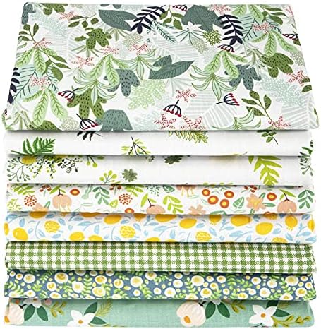 Aubliss 8pcs Fat Quarter Fabric Bundles 20'' x 20'' Cotton Craft Fabric