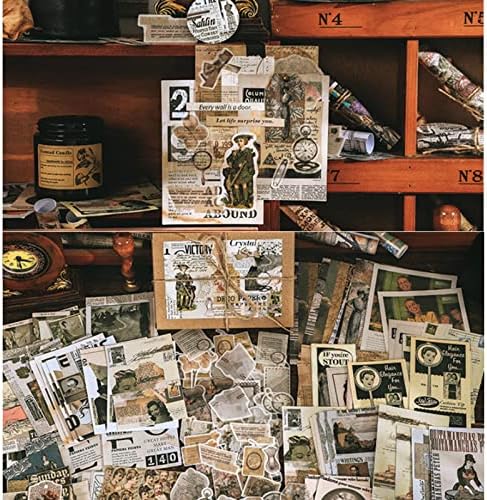 Esweny 200 Pieces Vintage Ephemera Scrapbooking Supplies Pack for Decoupage, Collage Craft, Notebooks, Album, Planners, Paper Scrapbook Stickers Kit (Retro)