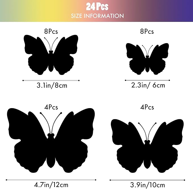 SAOROPEB 3D Butterfly Wall Decor, 24 Pcs Double Layer Butterfly Decorations for Party Decorations Locker Decor Refrigerator Decal, Reusable (Multicolor)