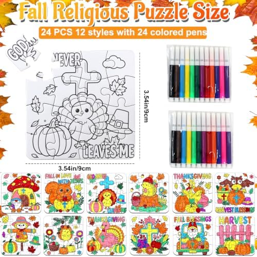 Fall Thanksgiving Crafts for Kids Christian Art Activities Blank Puzzle Toy