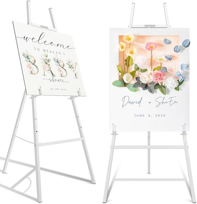 Easel Stand for Sign, 4-Tier Height Adjustable, White