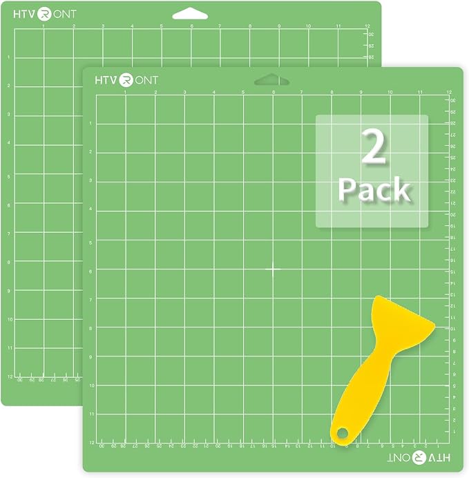 HTVRONT Standard Stickness Cutting Mats, 12x12, 2 Pack | Compatible with Cricut Maker 3/Maker 4/Maker/Explore 3/4/5/Air 2/One, Standard Adhesive, Sticky Green