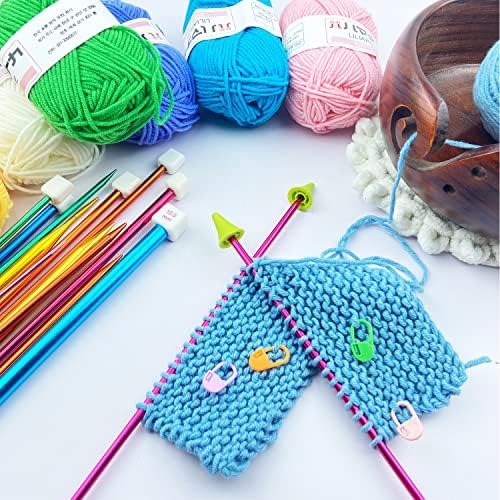 Hobekoee 60pcs Aluminum Knitting Needles Set,2mm-10mm