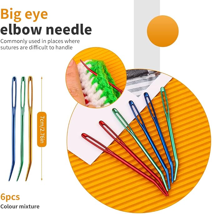 FTEVEN 36PCS Plastic Needles, Large Eye Plastic Yarn Needles Blunt | Yarn Needles Blunt Needles Bent Tapestry Sewing Needles with Colorful Knitting Stitch Markers for Knitting Crochet Sewing
