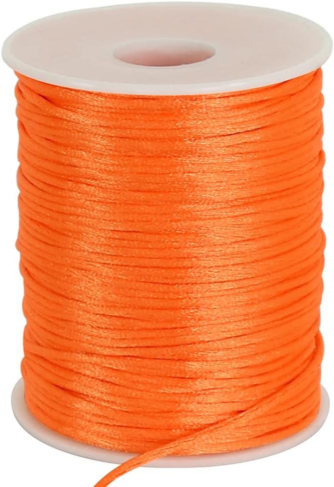 TONIFUL Nylon String Satin Cord for Necklace Bracelet Beading 2mm Orange | 110yd Non elastic durable non fading, for Jewelry Making Thread Rattail Macrame Trim Kumihimo Chinese Knot Craft Tags Hanging