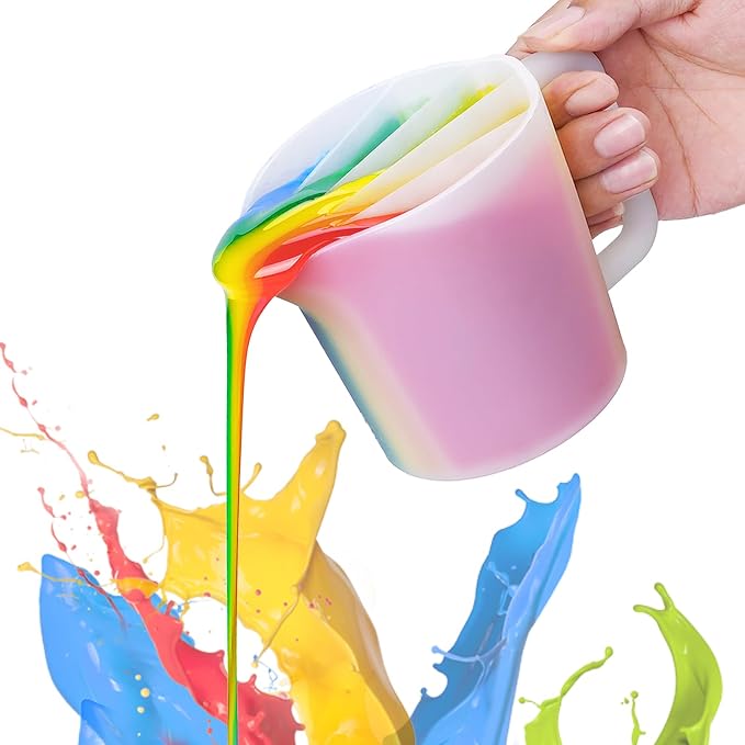 LET'S RESIN 17oz Silicone Split Cup with Handle, 5 Channels | Thick Reusable 500 ml Cup Has Five Channels and a Handle for Controlled Acrylic Paint Pouring and Resin Art
