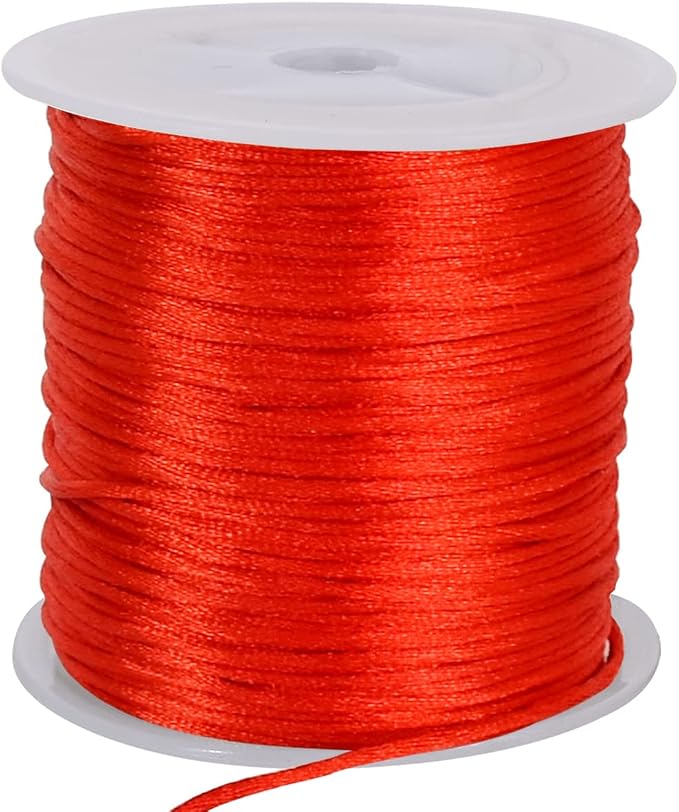 TONIFUL Nylon String Satin Cord for Necklace Bracelet Beading 1.5mm Red | 50yd Non elastic durable non fading, for Jewelry Making Thread Rattail Macrame Trim Kumihimo Chinese Knot Craft Tags Hanging