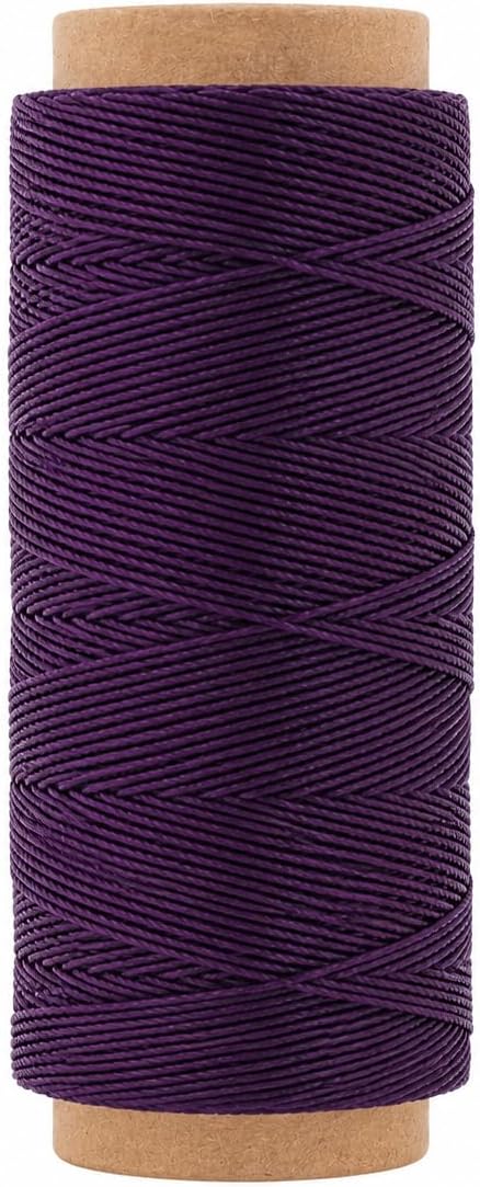 Mandala Crafts 130M 0.55mm Purple Round Waxed Thread for Leather Sewing