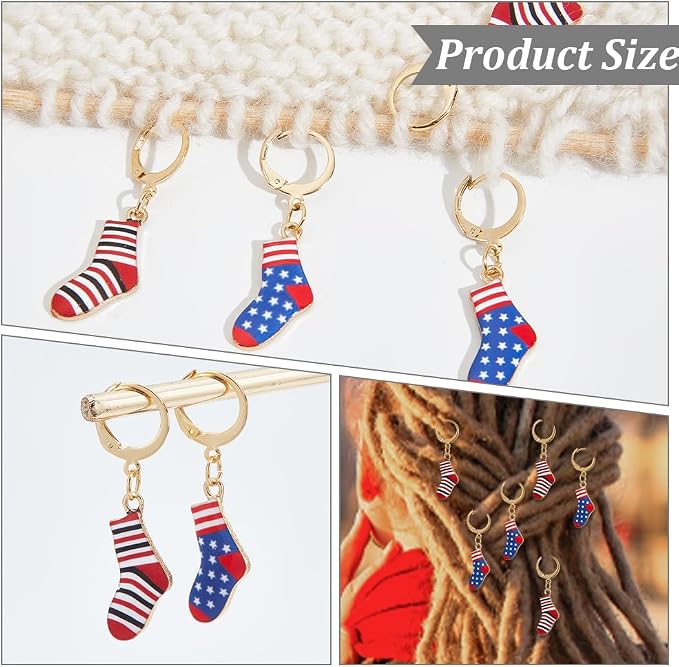 NBEADS 12 Pcs Socks Stitch Markers, Enamel Alloy Crochet Stitch Marker Charms Removable Locking Stitch Marker for Knitting Weaving Sewing Accessories Quilting Handmade Jewelry