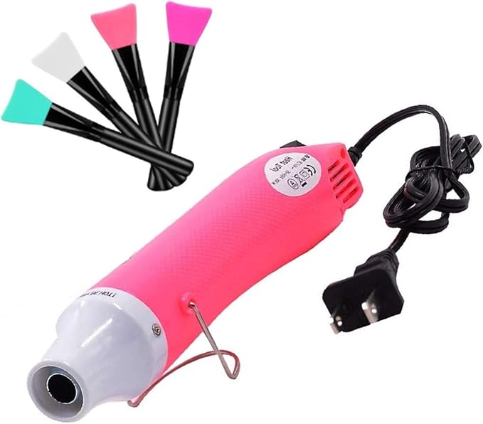 5PCS Bubble Buster Tool for Making Epoxy Glitter Tumblers, Protable Heat Gun for DIY Acrylic Resin Cups Tumblers to Remove Air Bubbles,4Pcs Magic Epoxy Brushes for Even Smooth, Ideal to Bling (Pink)