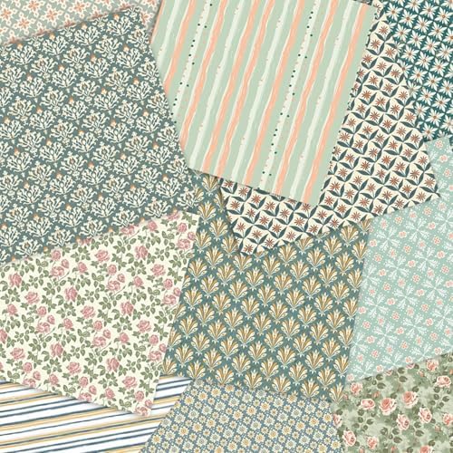 12in Spring Scrapbook Paper Pad,24 Sheets Retro Pattern Aesthetics Double Sided Print Floral DIY Crafts Collage for Cardstock Photo Album Journals Folded Gift Wrapping Material