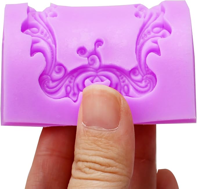 Vintage Baroque Frame Silicone Molds, 4-Piece Photo Frame Fondant Mold for Cupcake Topper Chocolate Candy Polymer Clay Gum Paste Resin Crafts, DIY Jewelry Making