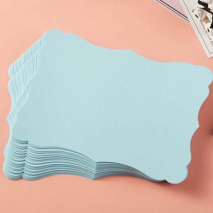 50 Pack Blank Kraft Greeting Cards, Light Blue, 5x7IN