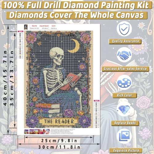 Skull Diamond Art Kits for Adults Funny Diamond Painting Kit for Beginner