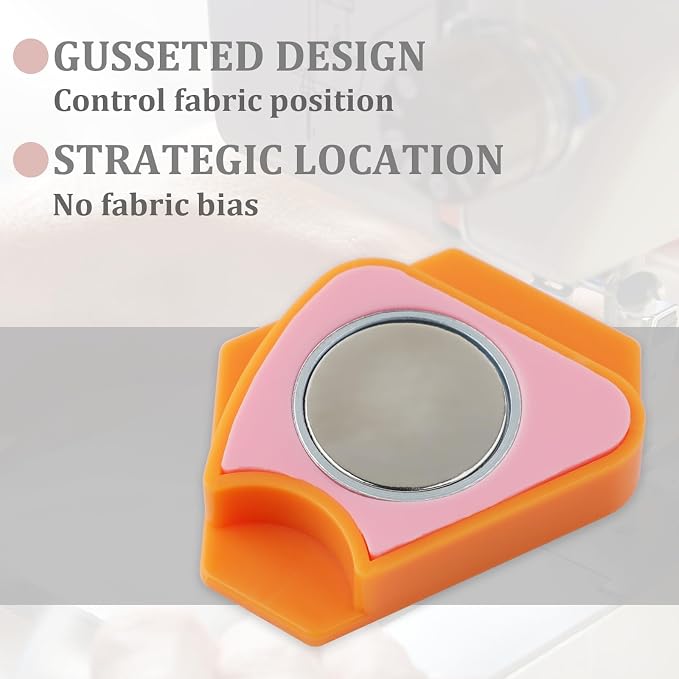 3 Pcs Magnetic Seam Guide for Sewing Machine, Polygonal Multifucntional Seam Guide Hemmer with Scale, Sewing Quilting Supplies Accessories (Pink/Green/Orange)