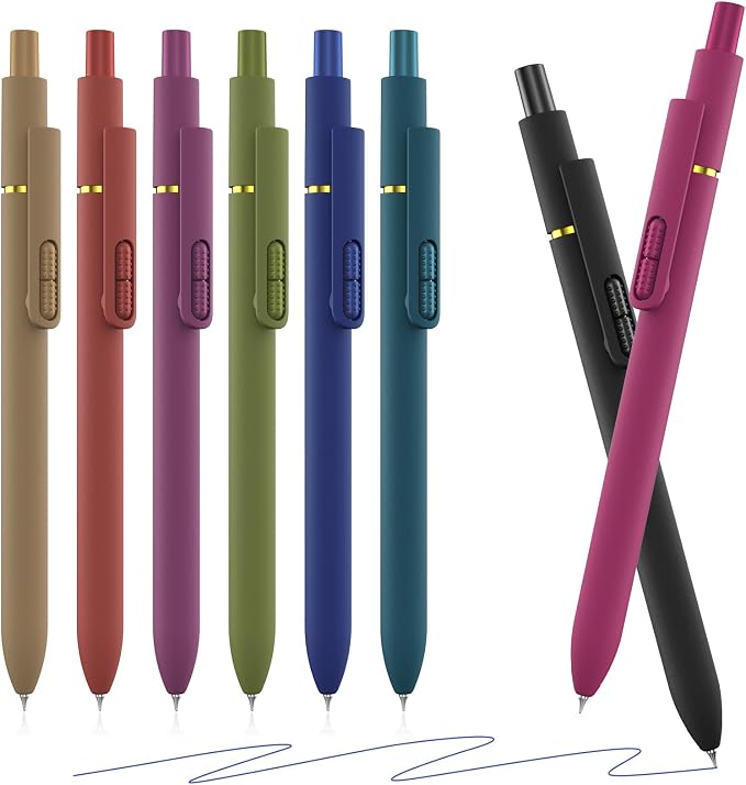 8 Pack Blue Gel Pens with Fidget, Quick-drying Blue Ink No Smudge
