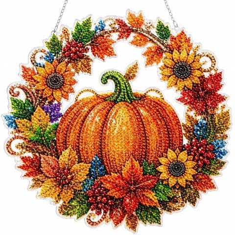 Halloween Diamond Art Hanging Kits for Adults Beginners, DIY Acrylic 5D Special Shaped Crystal Diamond Gem Art Painting for Window Pendants Home Garden Wall Hanging Kits Hanging Ornament (Style B)